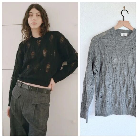 NEW Maryam Nassir Zadeh Unisex 100% Wool Monti Sweater in Grigio Gray Size XS